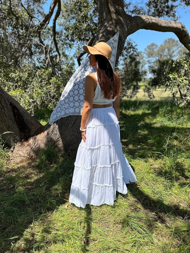 Moon Flower The Label RAYA WHITE MAXI SKIRT
