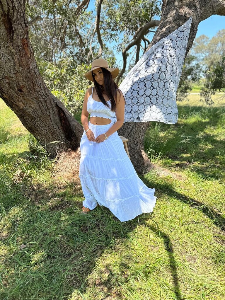 Moon Flower The Label RAYA WHITE MAXI SKIRT