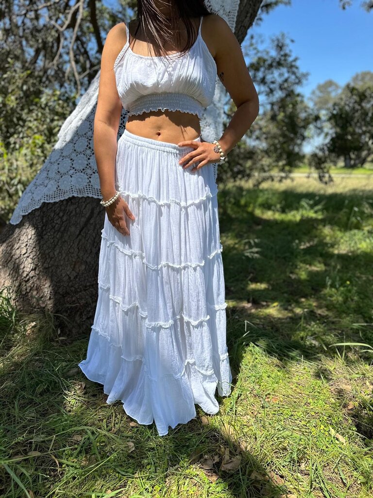 Moon Flower The Label RAYA WHITE MAXI SKIRT