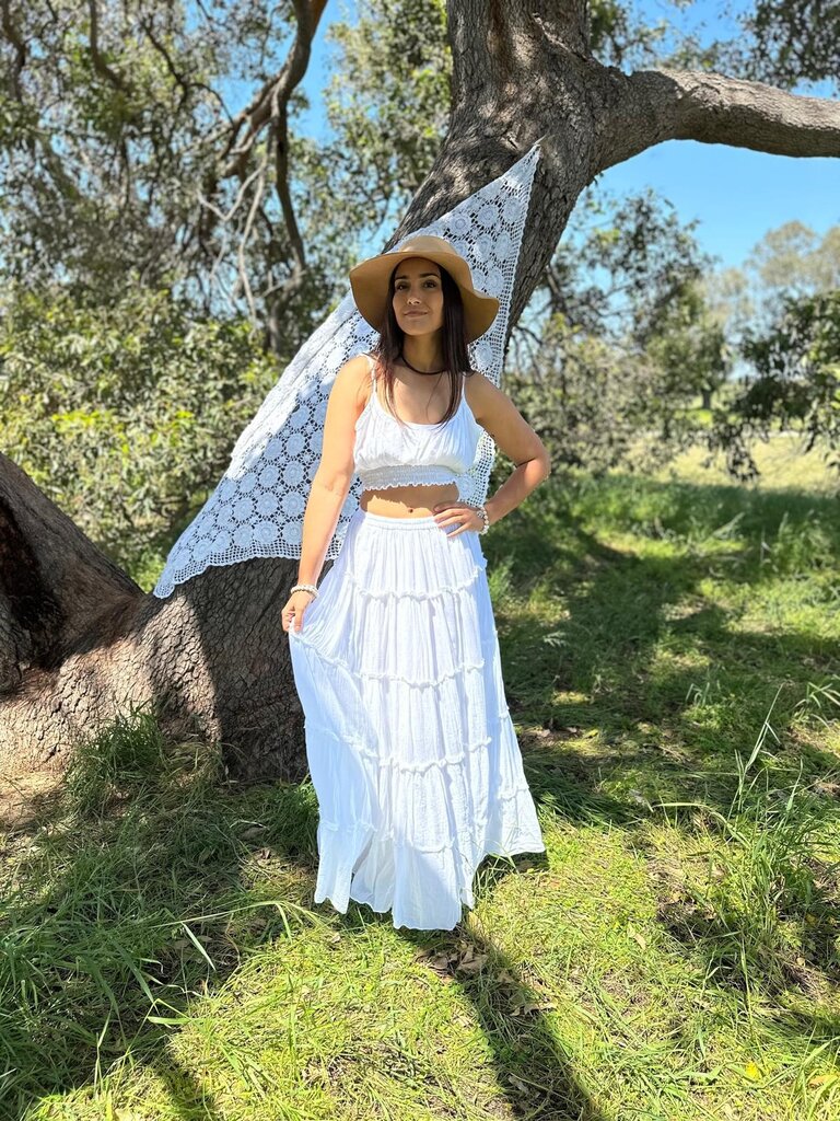 Moon Flower The Label RAYA WHITE MAXI SKIRT