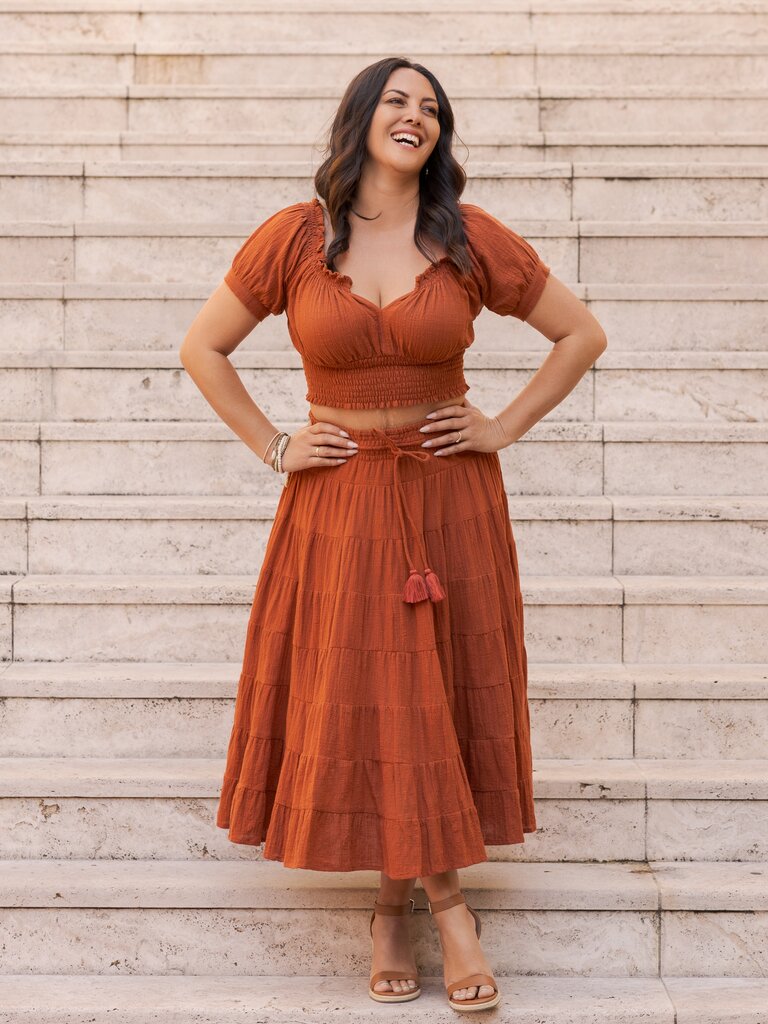 Honey & Stone Co CASSIE TERRACOTTA MAXI SKIRT
