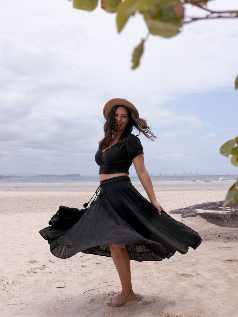 Honey & Stone Co CASSIE BLACK MAXI SKIRT