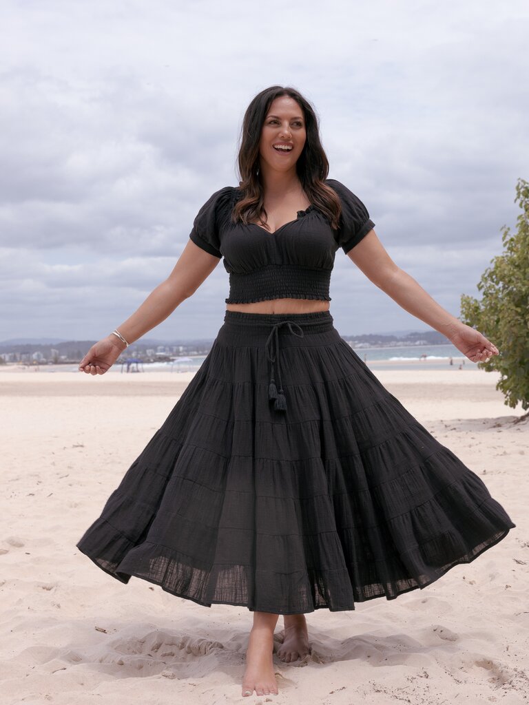 Honey & Stone Co CASSIE BLACK MAXI SKIRT