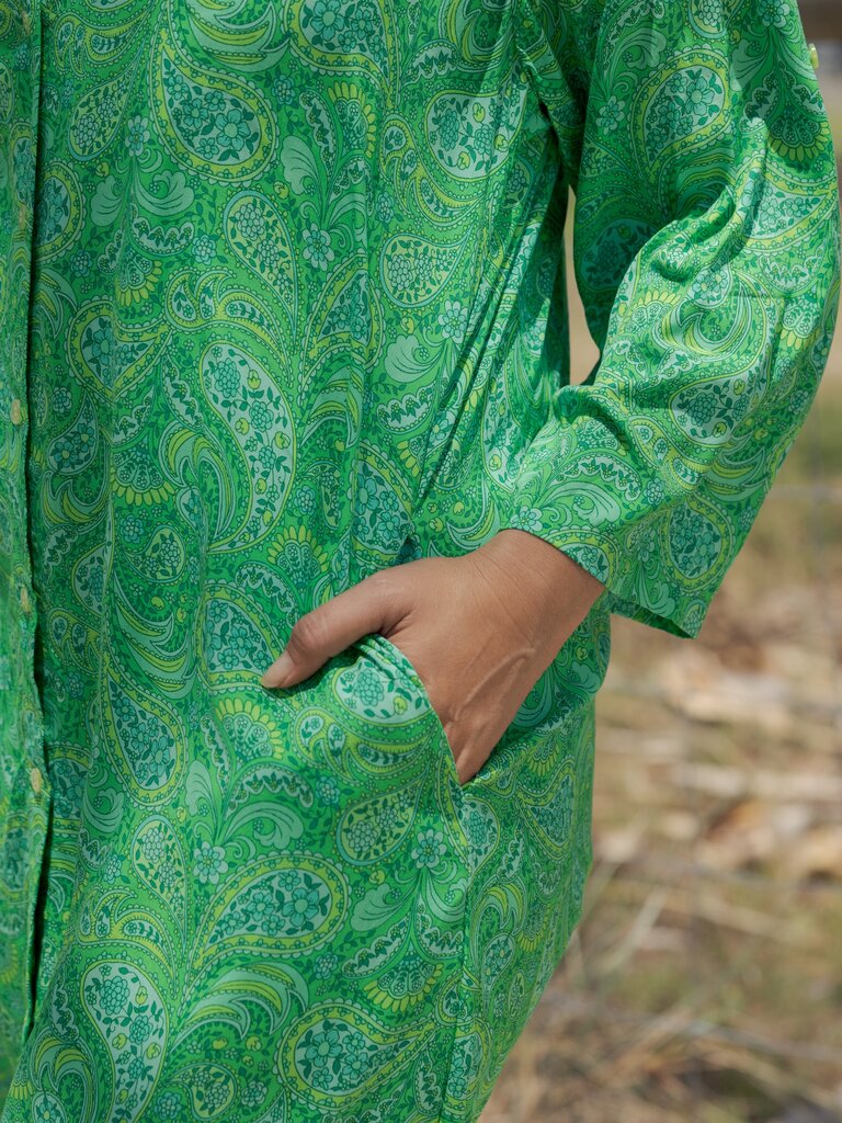 Honey & Stone Co RETREAT SHIRT LIME CORDIAL MIDI