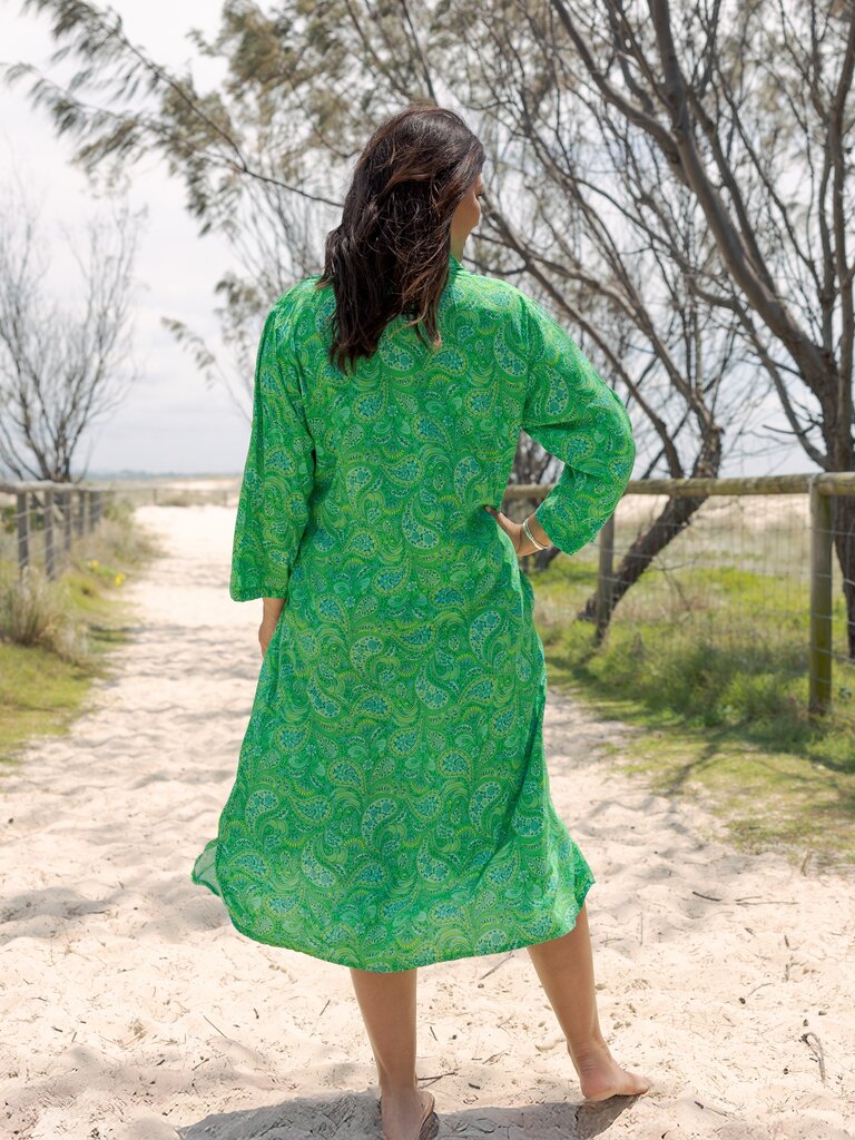 Honey & Stone Co RETREAT SHIRT LIME CORDIAL MIDI