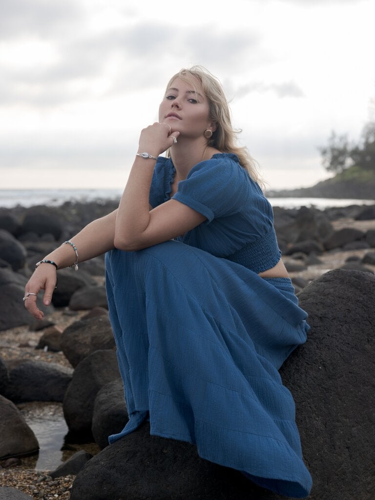Honey & Stone Co CASSIE TEAL MAXI SKIRT