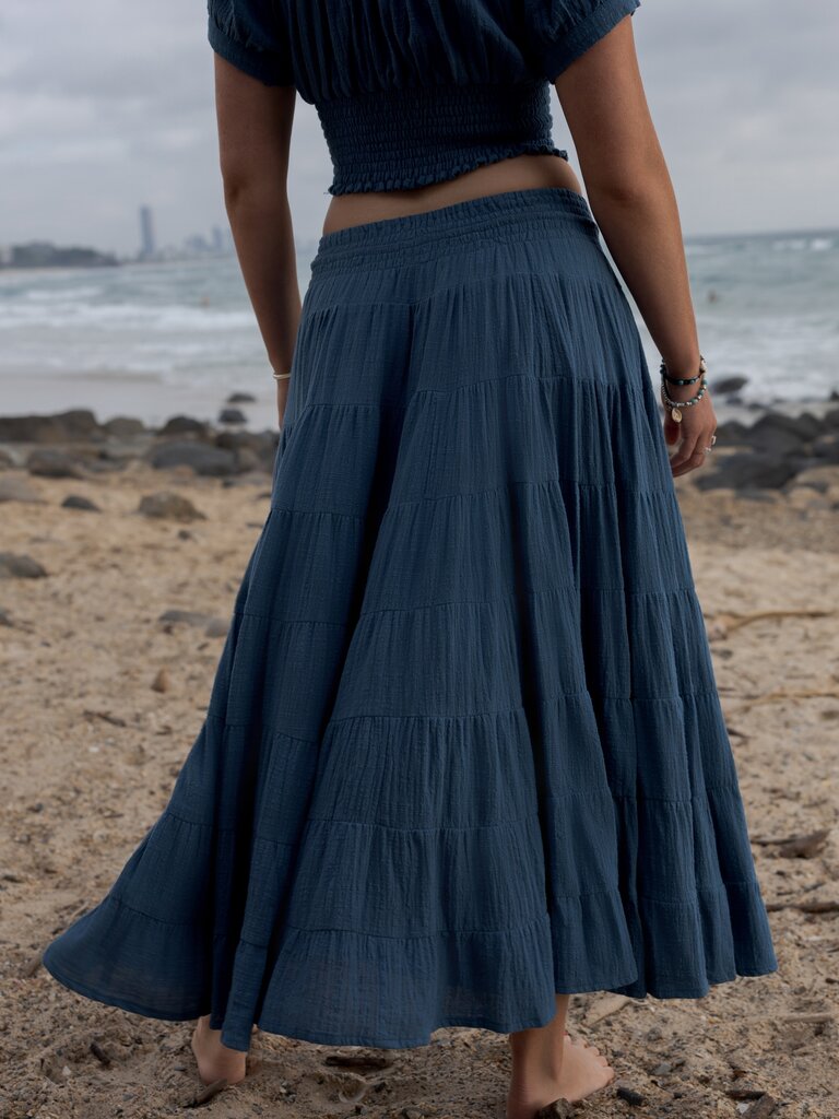Honey & Stone Co CASSIE TEAL MAXI SKIRT