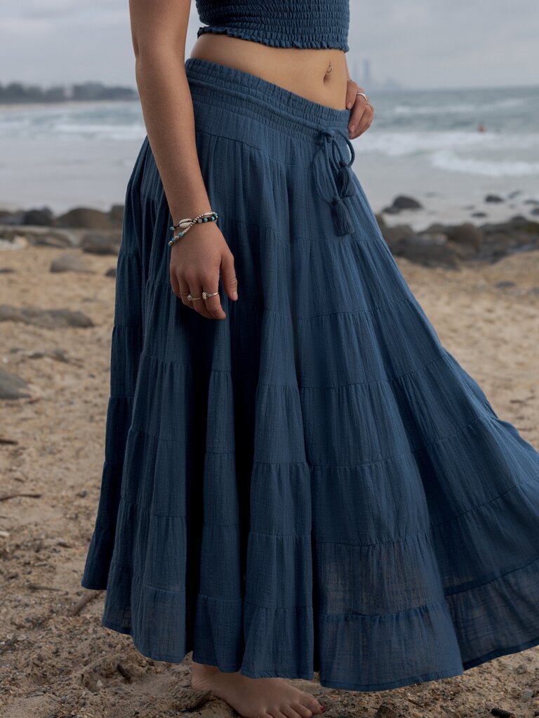 Honey & Stone Co CASSIE TEAL MAXI SKIRT