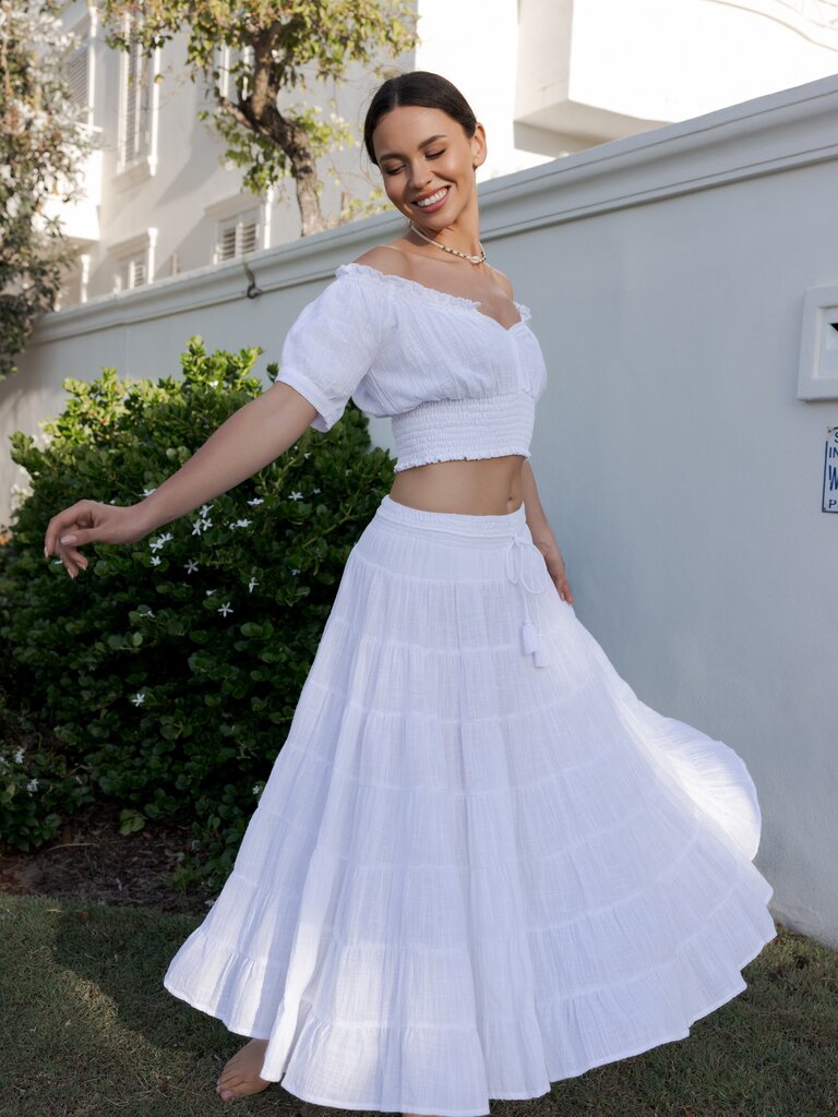 Honey & Stone Co CASSIE WHITE MAXI SKIRT