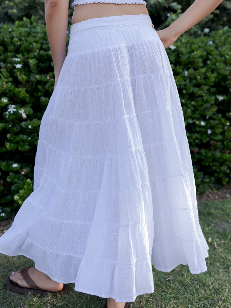Honey & Stone Co CASSIE WHITE MAXI SKIRT