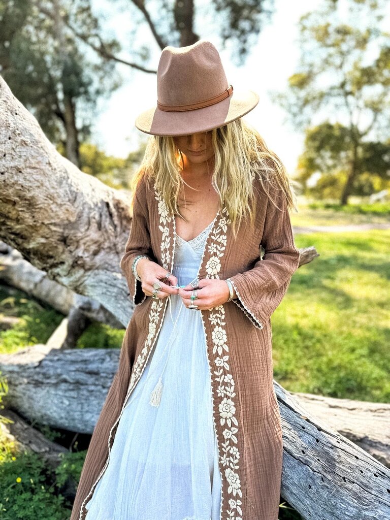 Moon Flower The Label CATALINA MOCHA KIMONO