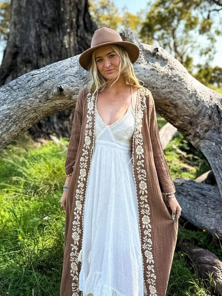 Moon Flower The Label CATALINA MOCHA KIMONO