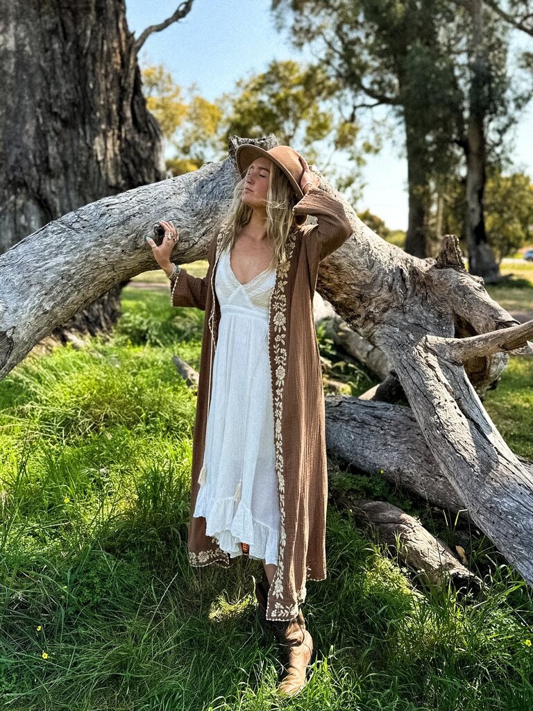 Moon Flower The Label CATALINA MOCHA KIMONO