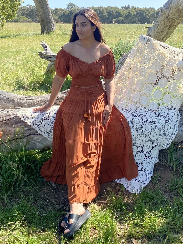Honey & Stone Co PENNY GINGERBREAD MAXI SKIRT