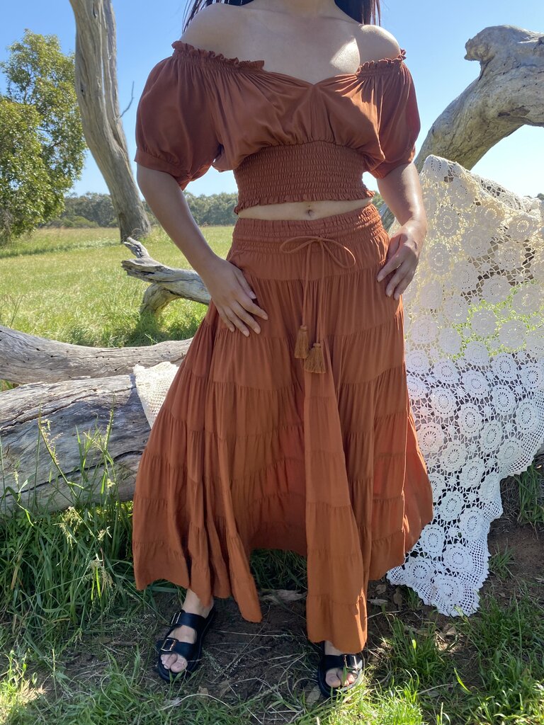 Honey & Stone Co PENNY GINGERBREAD MAXI SKIRT
