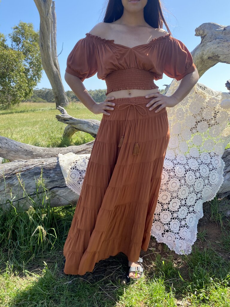 Honey & Stone Co PENNY GINGERBREAD MAXI SKIRT