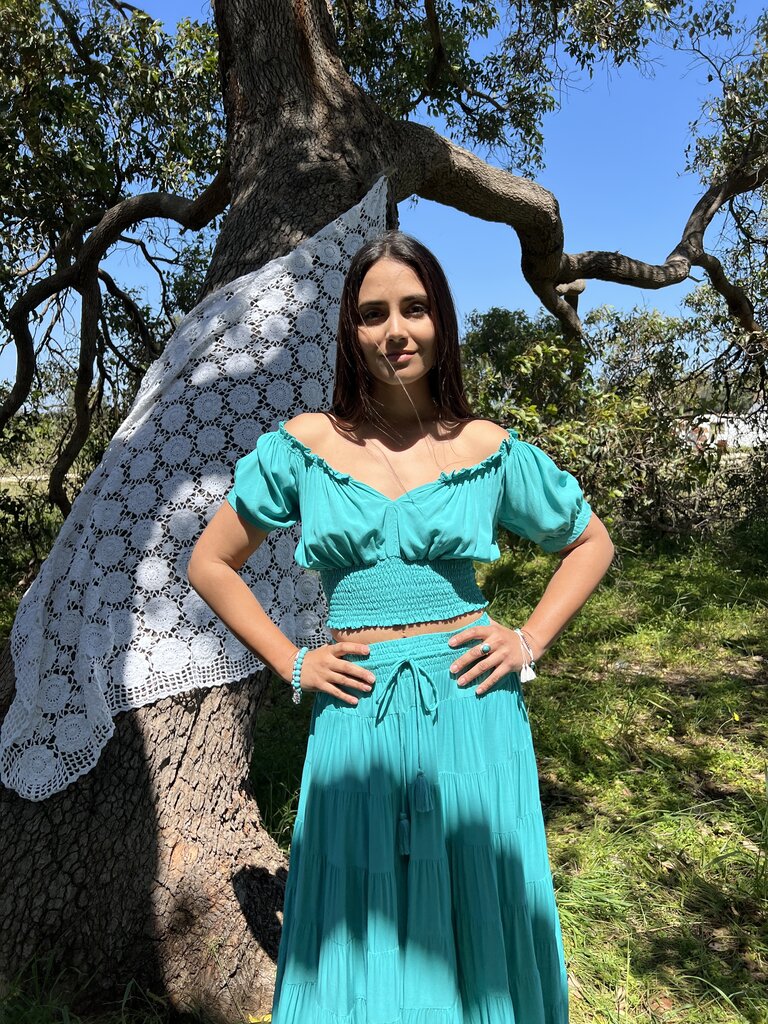 Honey & Stone Co PENNY EMERALD MAXI SKIRT