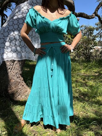 Honey & Stone Co PENNY EMERALD MAXI SKIRT Honey & Stone Co PENNY EMERALD MAXI SKIRT