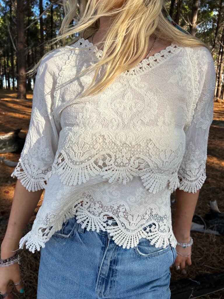 Naked Gypsy ADRI VINTAGE CREAM TOP