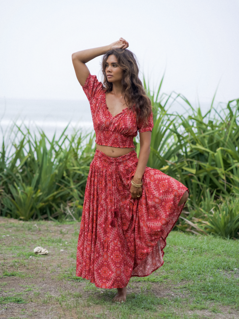 Honey & Stone Co OAKLEY CHERRY RIPE MAXI SKIRT