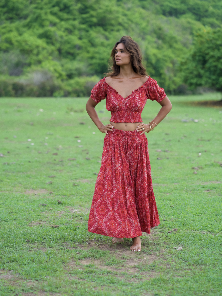 Honey & Stone Co OAKLEY CHERRY RIPE MAXI SKIRT