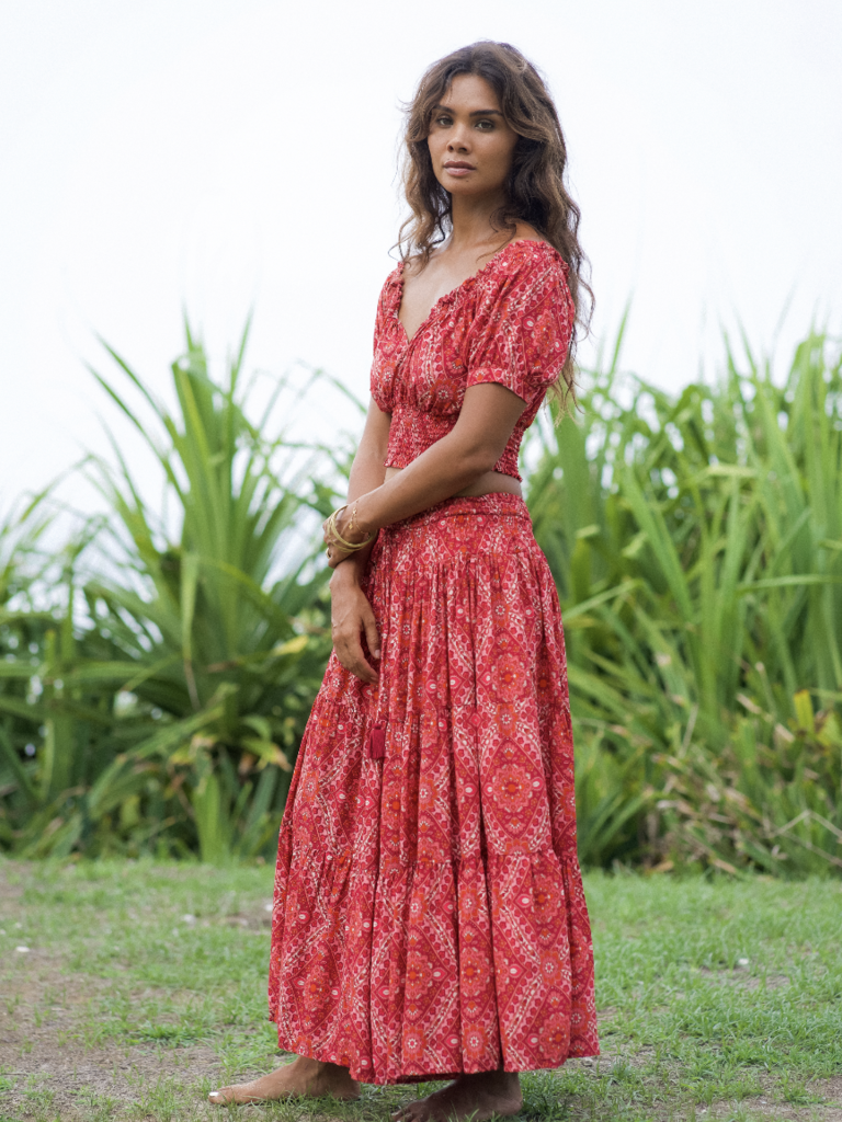 Honey & Stone Co OAKLEY CHERRY RIPE MAXI SKIRT