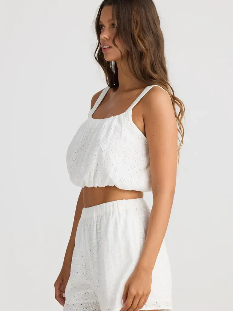 Talisman ISLA WHITE BRODERIE CROP TOP