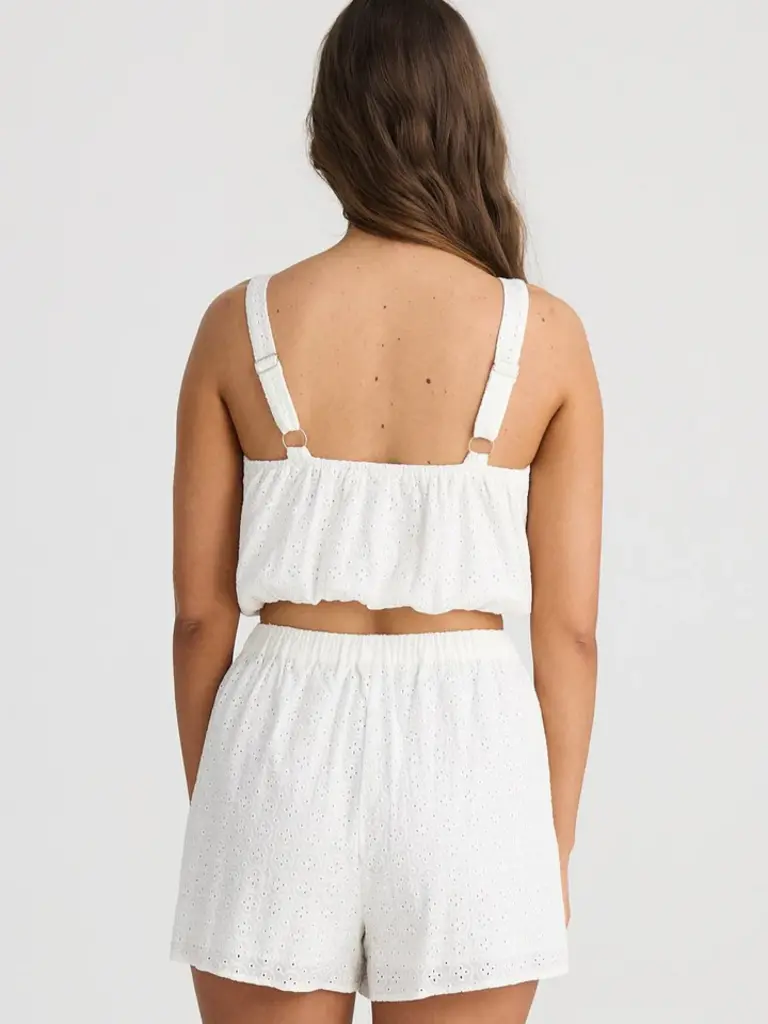 Talisman ISLA WHITE BRODERIE CROP TOP