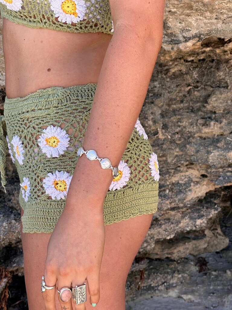 Naked Gypsy DAISY GREEN CROCHET SHORTS