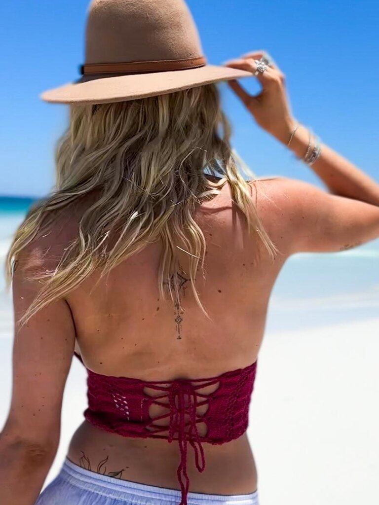 Naked Gypsy BODHI MAGENTA CROCHET TOP