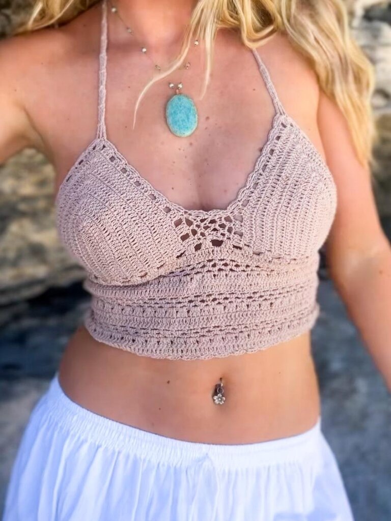 Naked Gypsy BODHI MOCHA CROCHET TOP