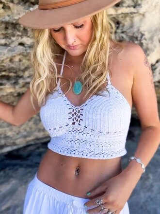 Naked Gypsy BODHI WHITE CROCHET TOP Naked Gypsy BODHI WHITE CROCHET TOP