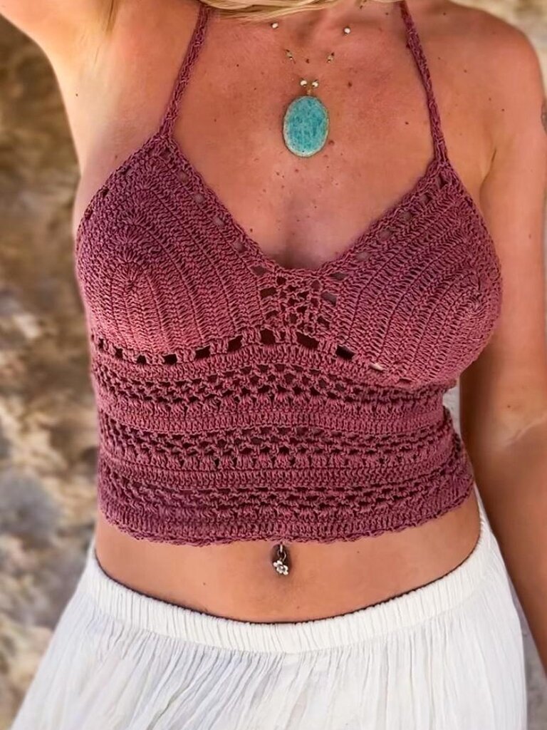 Naked Gypsy BODHI TEA ROSE CROCHET TOP