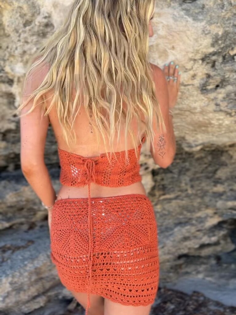 Naked Gypsy ISLA RUST CROCHET MINI SKIRT