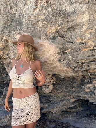 Naked Gypsy ISLA VINTAGE CREAM CROCHET MINI SKIRT