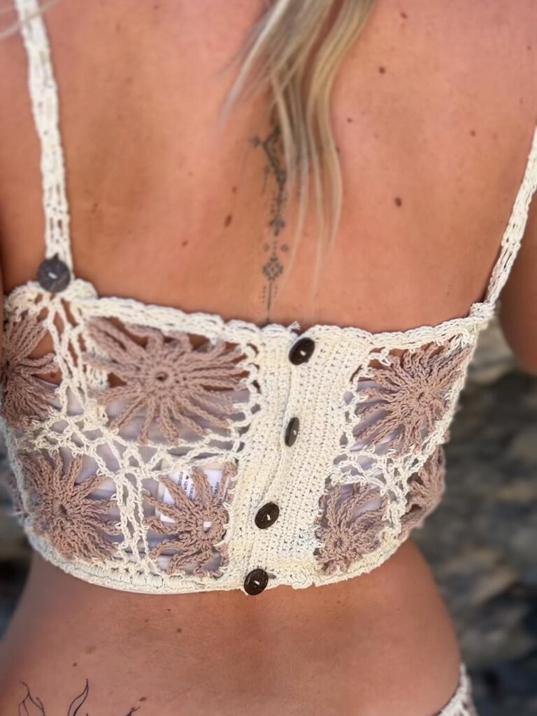 Moon Flower The Label EVERLASTING VINTAGE CREAM CROCHET CROP