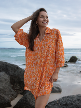 Honey & Stone Co MALIBU MANGO TANGO SHIRT DRESS