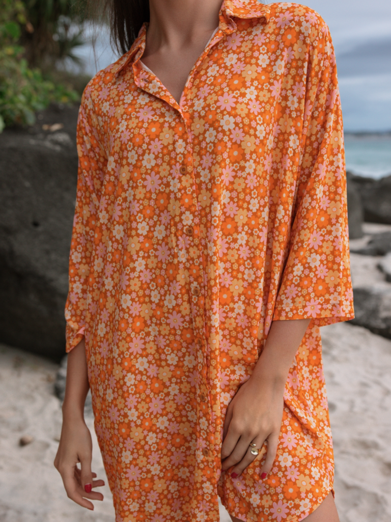 Honey & Stone Co MALIBU MANGO TANGO SHIRT DRESS