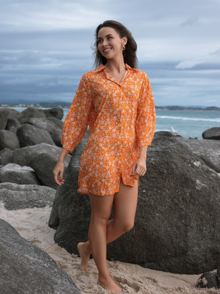 Honey & Stone Co MALIBU MANGO TANGO SHIRT DRESS