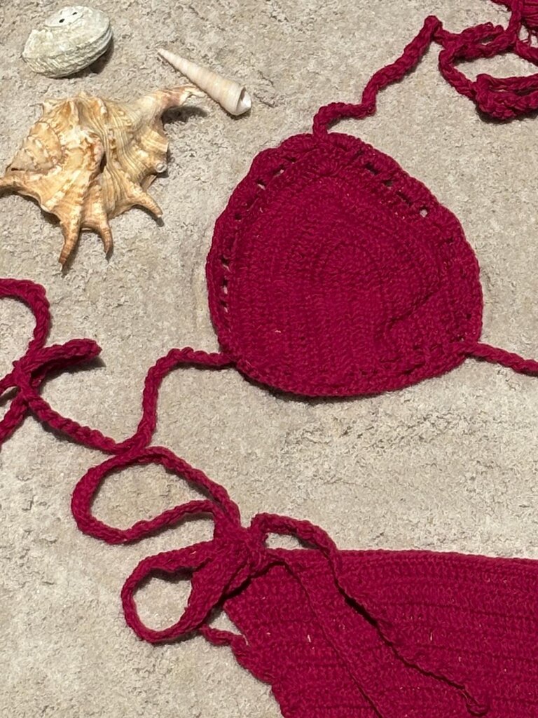 Moon Flower The Label BINDI MAGENTA CROCHET BIKINI