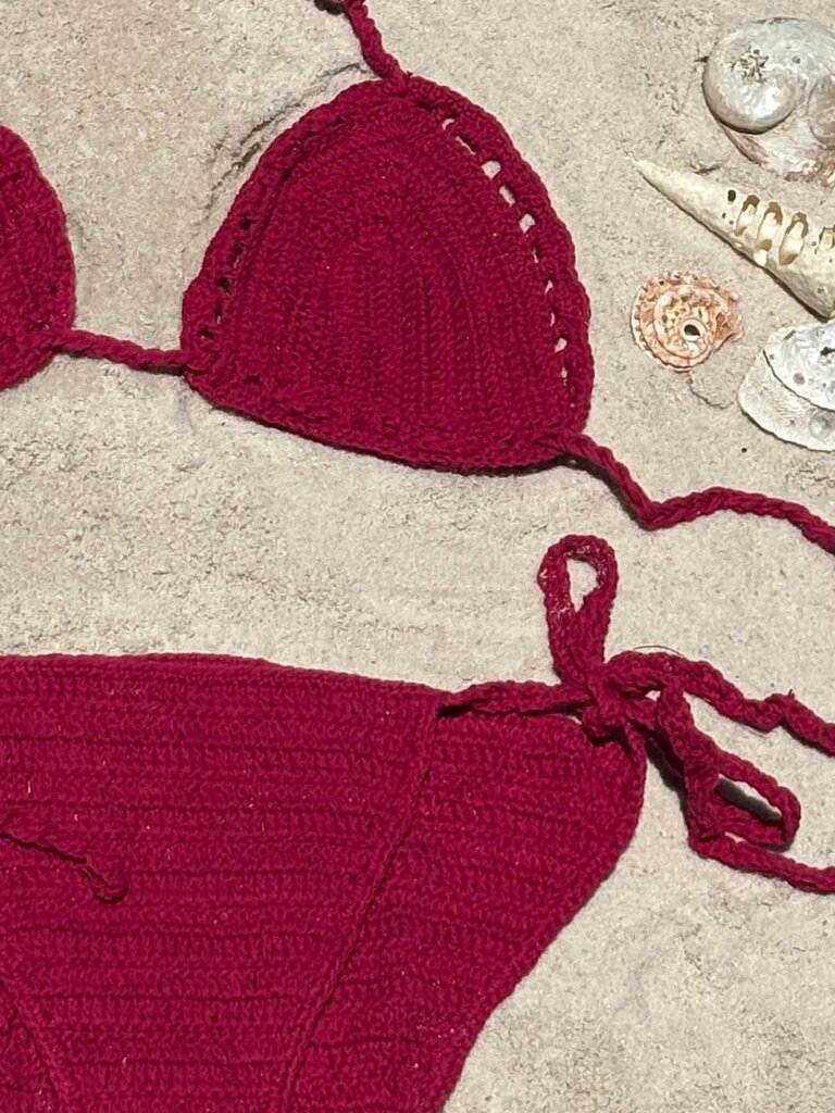 Moon Flower The Label BINDI MAGENTA CROCHET BIKINI