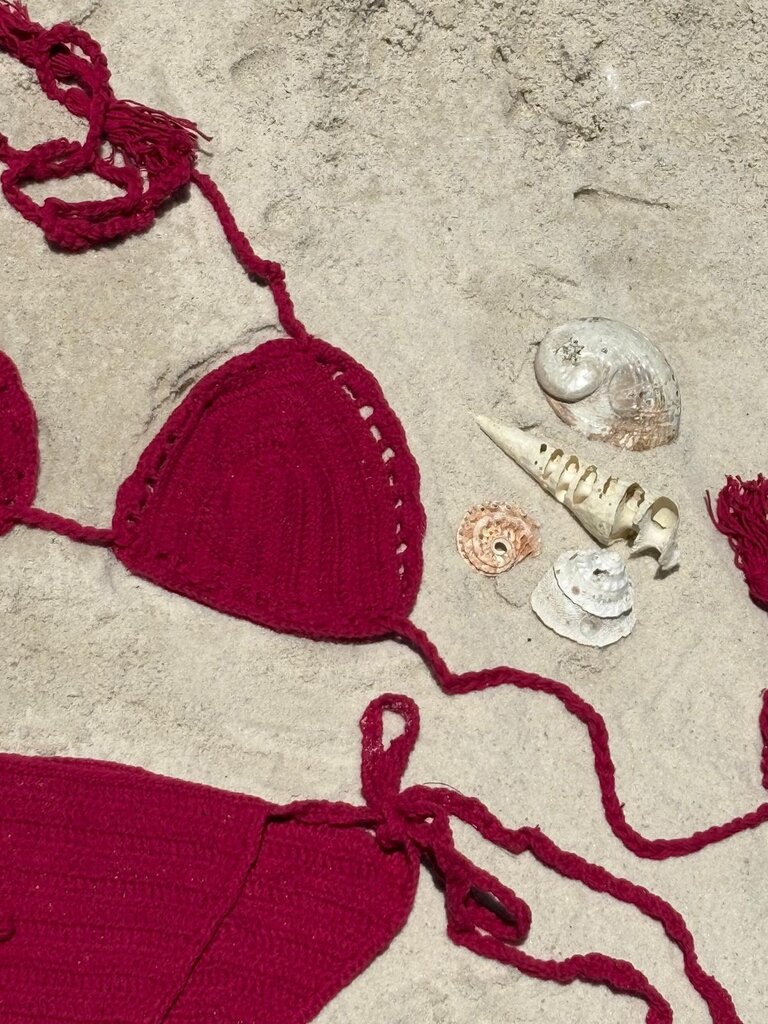 Moon Flower The Label BINDI MAGENTA CROCHET BIKINI