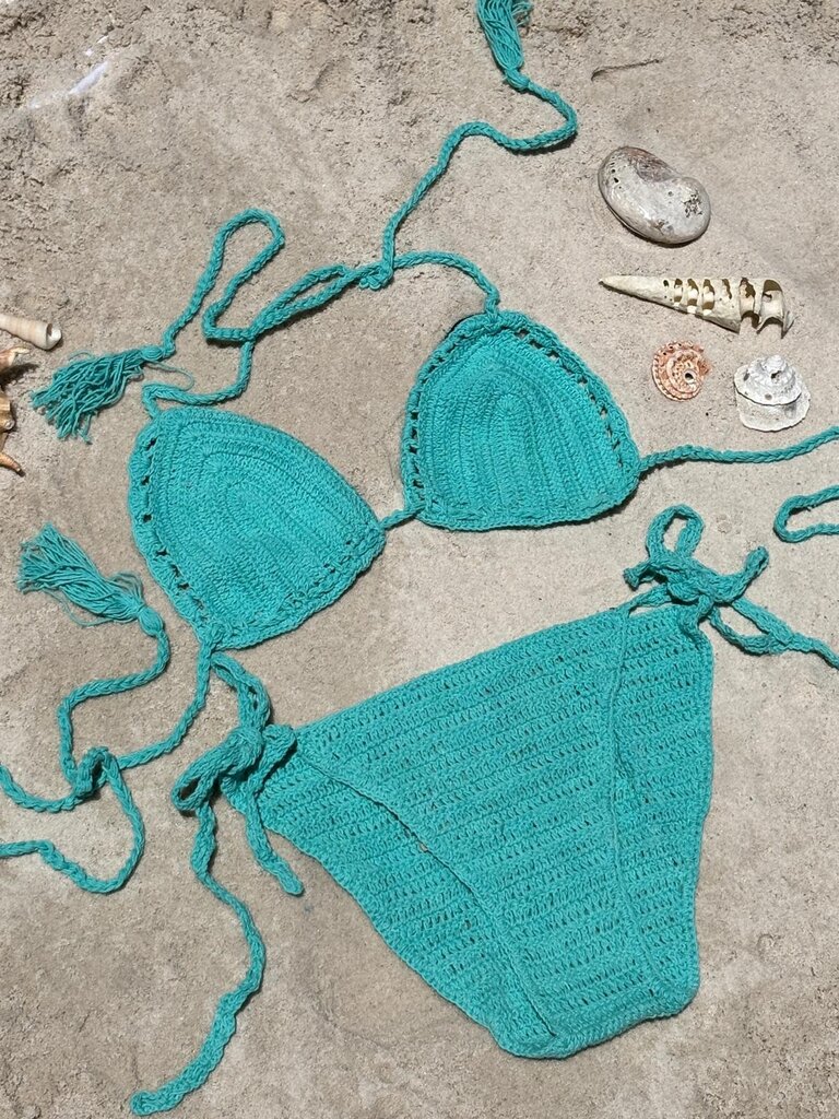 Moon Flower The Label BINDI TURQUOISE CROCHET BIKINI