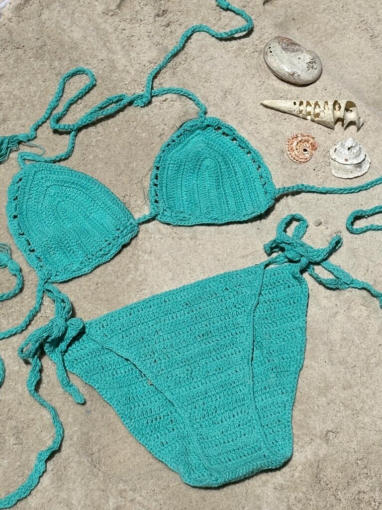 Moon Flower The Label BINDI TURQUOISE CROCHET BIKINI