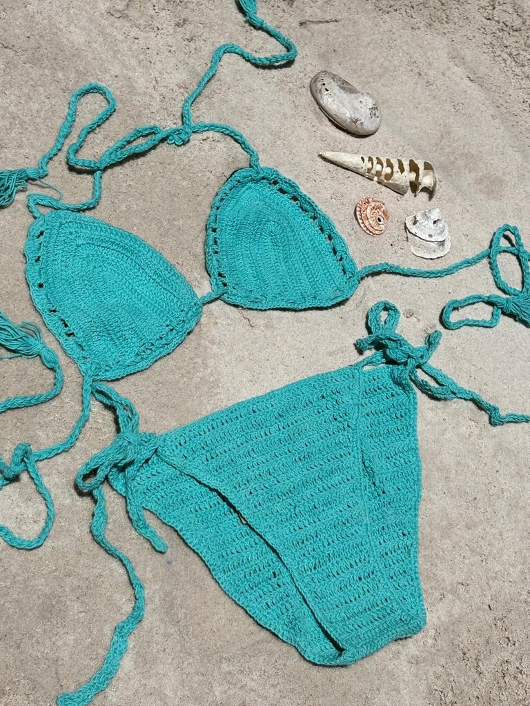 Moon Flower The Label BINDI TURQUOISE CROCHET BIKINI