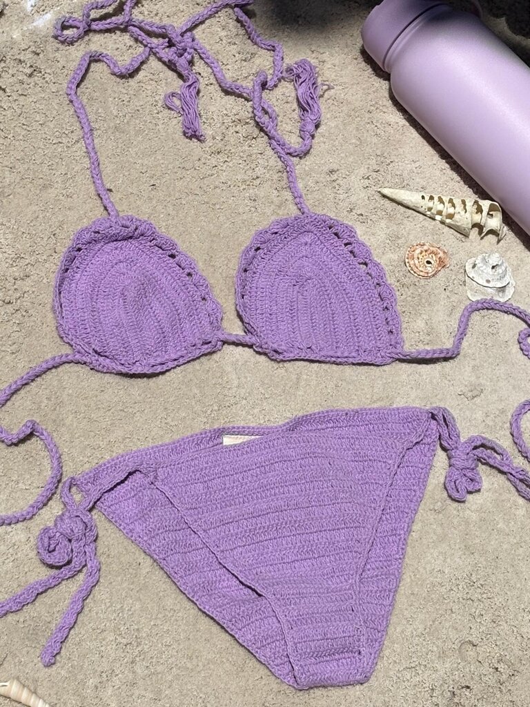 Moon Flower The Label  BINDI LILAC CROCHET BIKINI