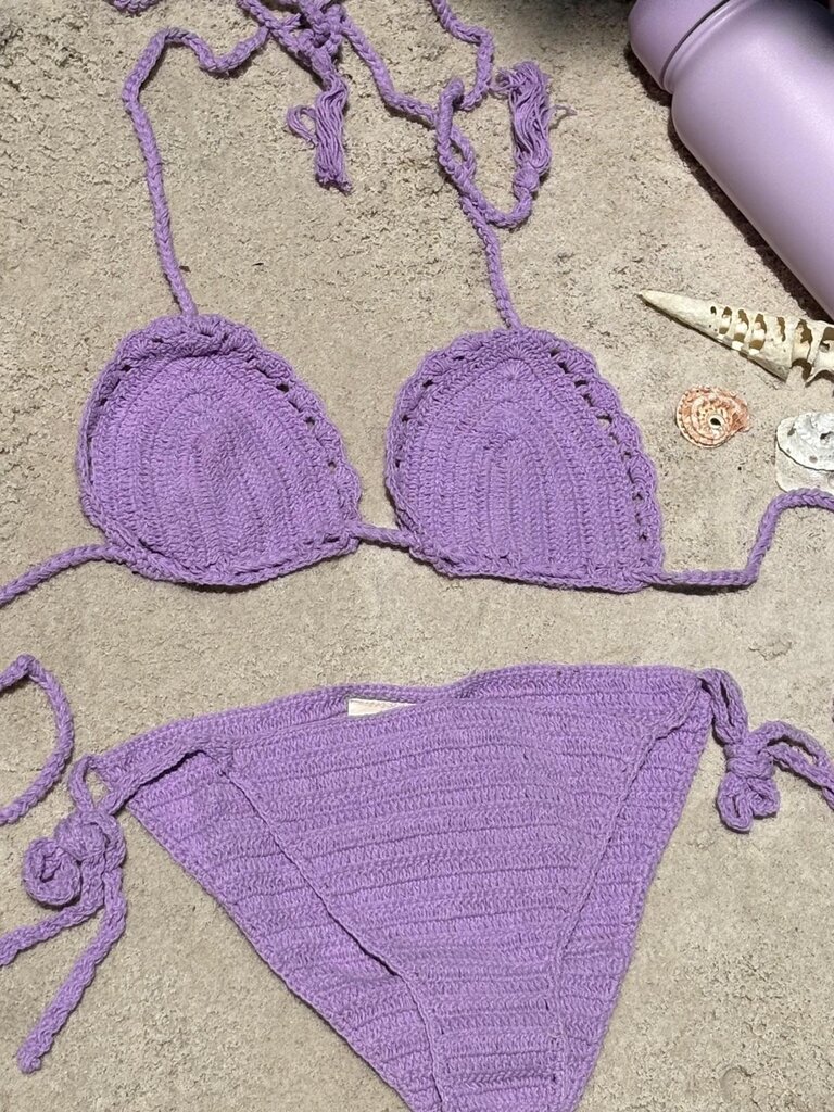 Moon Flower The Label  BINDI LILAC CROCHET BIKINI