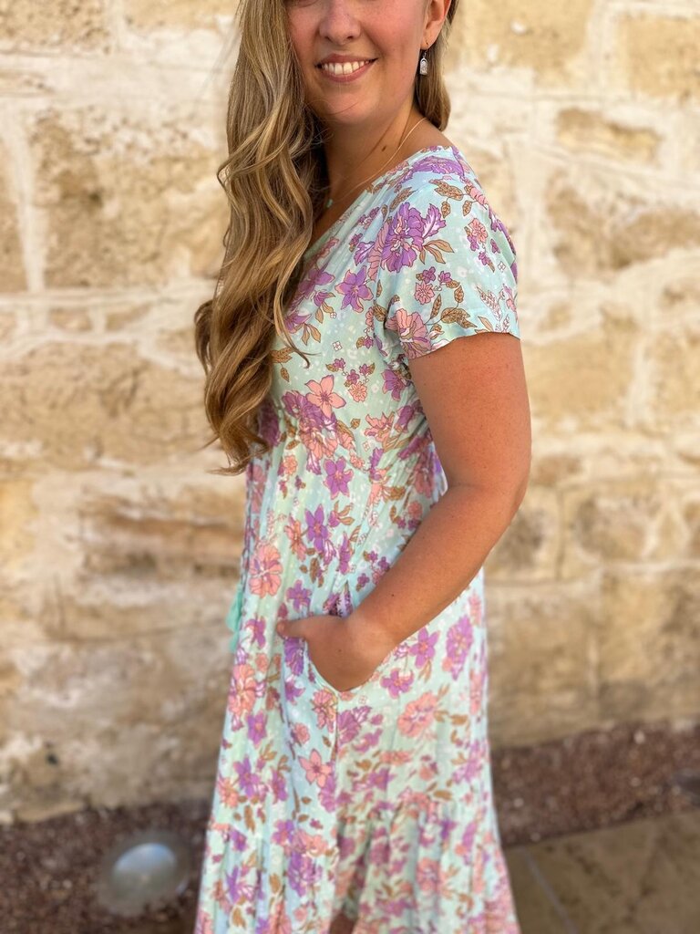 Honey & Stone Co NOLA MINT FLORAL MAXI