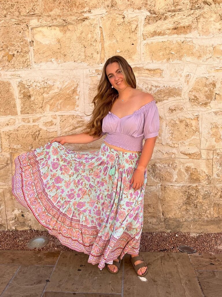Honey & Stone Co OAKLEY MINT FLORAL MAXI SKIRT
