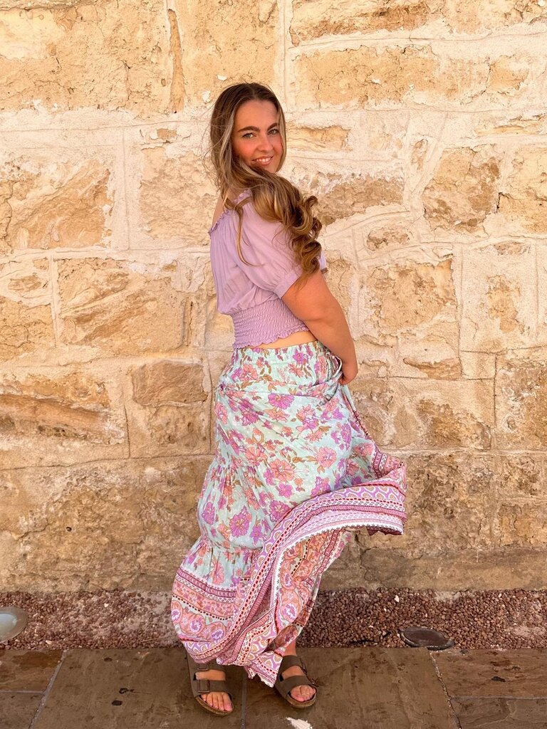 Honey & Stone Co OAKLEY MINT FLORAL MAXI SKIRT